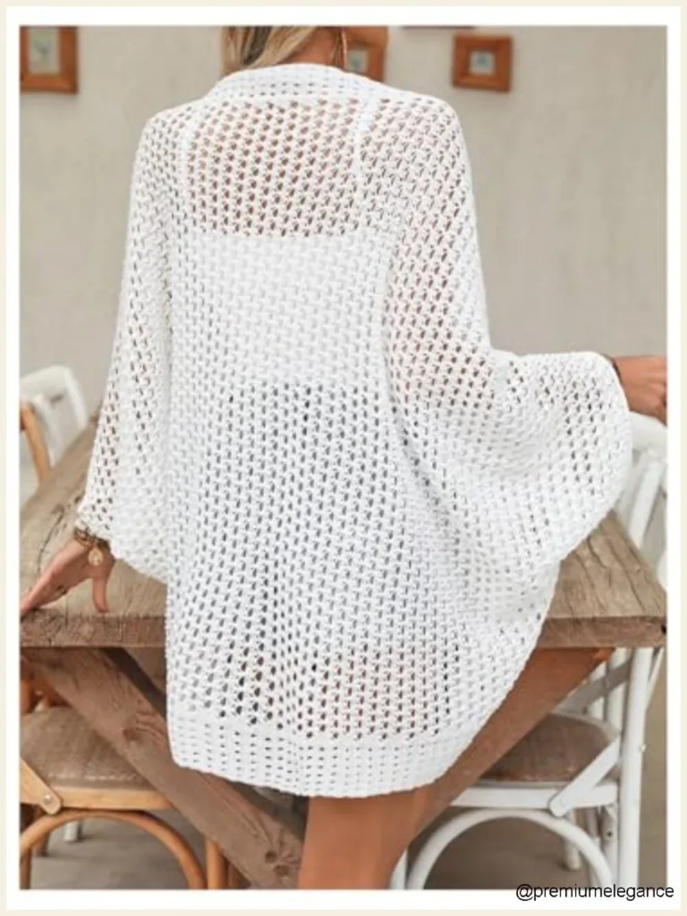 Crochet Open Front Bat Wing Knit Beach Cover Up Cardigan